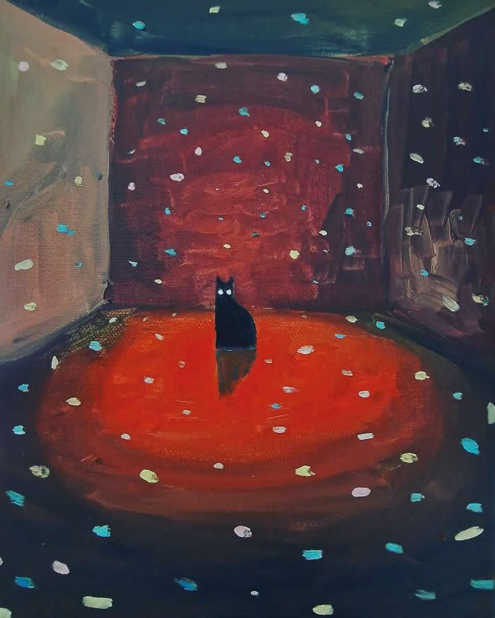 Digital Artworks of Black Cats in Fantasy Landscapes by Mitch